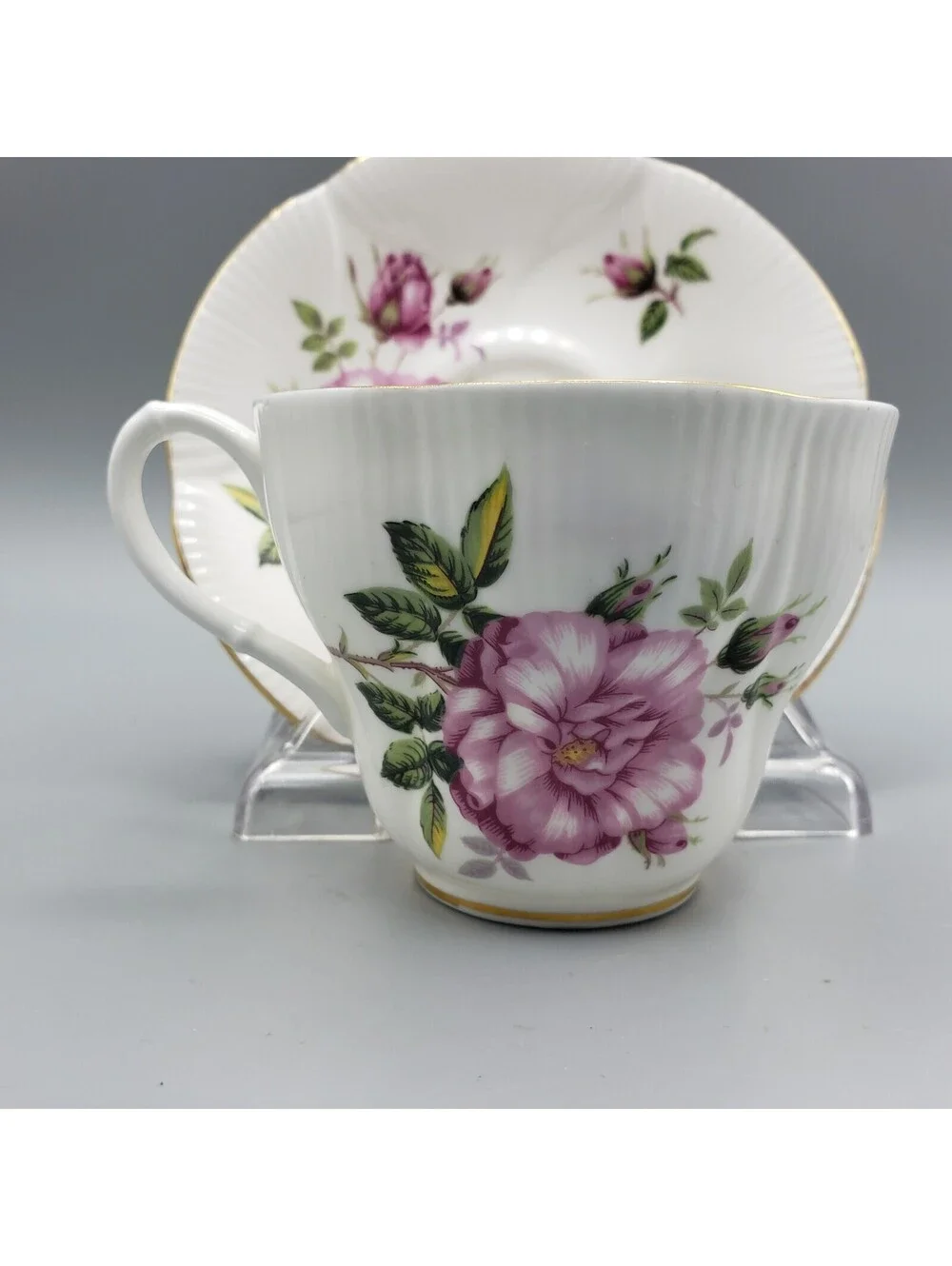 Vintage Royal Albert Teacup and Saucer Pink Old Fashion Rose Shelley Shape